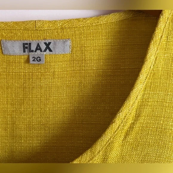 Flax Mustard Gold Heavy Linen Tunic Top 2x 3x 2G 3G - Picture 2 of 4